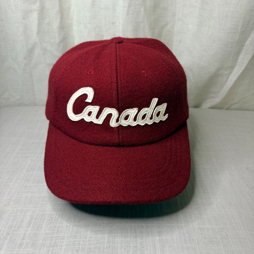 Roots Canada 2002 Salt Lake City Olympic Wool Blend Strapback Hat Burgundy Mens